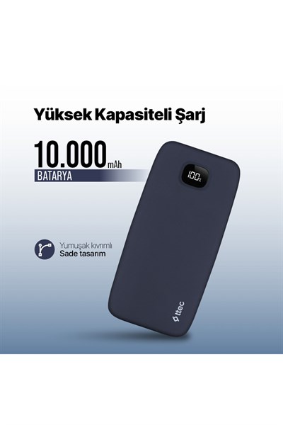 ChargeUp Pro LCD 10.000mAh PD 20W Taşınabilir Hızlı Şarj Aleti / Powerbank