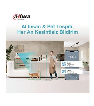 Dahua Hero H3F 2K 360° Dönebilen İç Mekan Wi-Fi Akıllı Bebek ve Güvenlik Kamerası (DH-H3F) - Beyaz