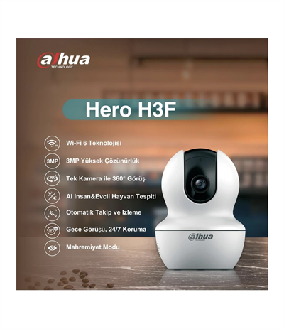 Dahua Hero H3F 2K 360° Dönebilen İç Mekan Wi-Fi Akıllı Bebek ve Güvenlik Kamerası (DH-H3F) - Beyaz
