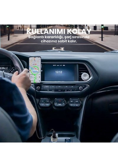 GAR156 PD20W Alüminyum Araç Şarj Aleti - Type-C Portlu Hızlı Şarj Cihazı - Siyah