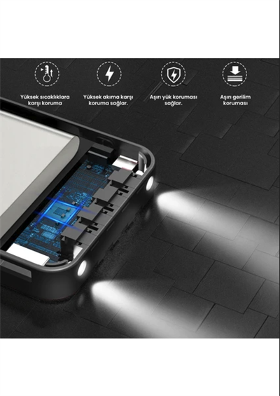 GAR159 20000 Mah Taşınabilir Şarj Cihazı - Dahili 4 Kablo Hızlı Şarj Destekli Powerbank