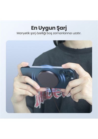 GAR281 Manyetik Kablosuz Şarj Cihazı - Ios ve Android Uyumlu - Yüksek Verimlilik - Siyah