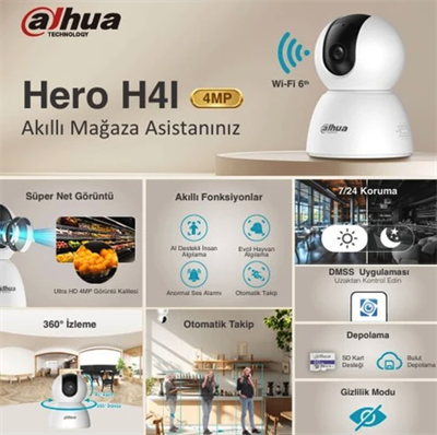 Hero H4I 4MP– 360° Hareketli, Gece Görüşlü, Akıllı Takipli Güvenlik Kamerası