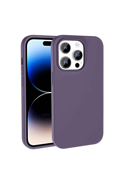 iPhone 14 Pro Kılıf M-safe Şarj Uyumlu Sıvı Teknolojili Silinebilir Sert Kivi Kapak - Derin Mor