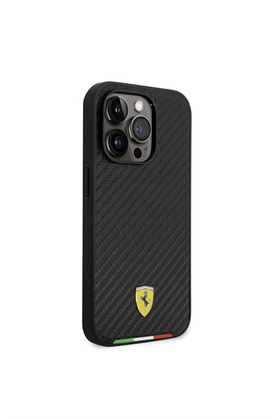 iPhone 14 Pro Max Uyumlu Kılıf Ferrari Magsafe Şarj Özellikli Karbon İtalyan Bayrak Dizayn Kapak