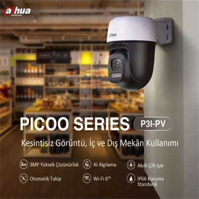 Picoo P3I Outdoor 3MP – 360° Dönebilen, Gece Görüşlü, Hareket Takipli Güvenlik Kamerası