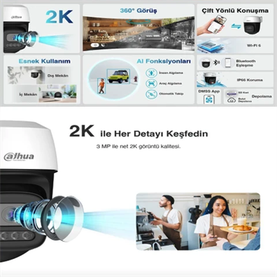 Picoo P3I Outdoor 3MP – 360° Dönebilen, Gece Görüşlü, Hareket Takipli Güvenlik Kamerası