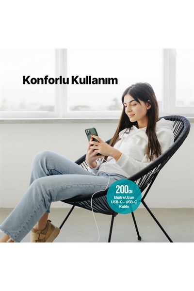 Usb-c - Usb-c 200cm 65w Pd/qc Hızlı Şarj/data