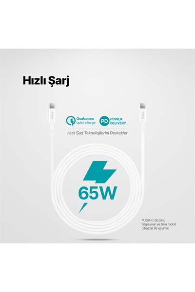 Usb-c - Usb-c 200cm 65w Pd/qc Hızlı Şarj/data