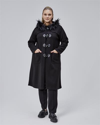 Kürk Kapüşonlu Kaşe Kaban