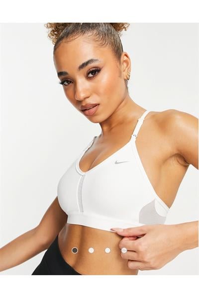 Training Dri-FIT Indy v-neck light support padded sports bra in white -CNG-