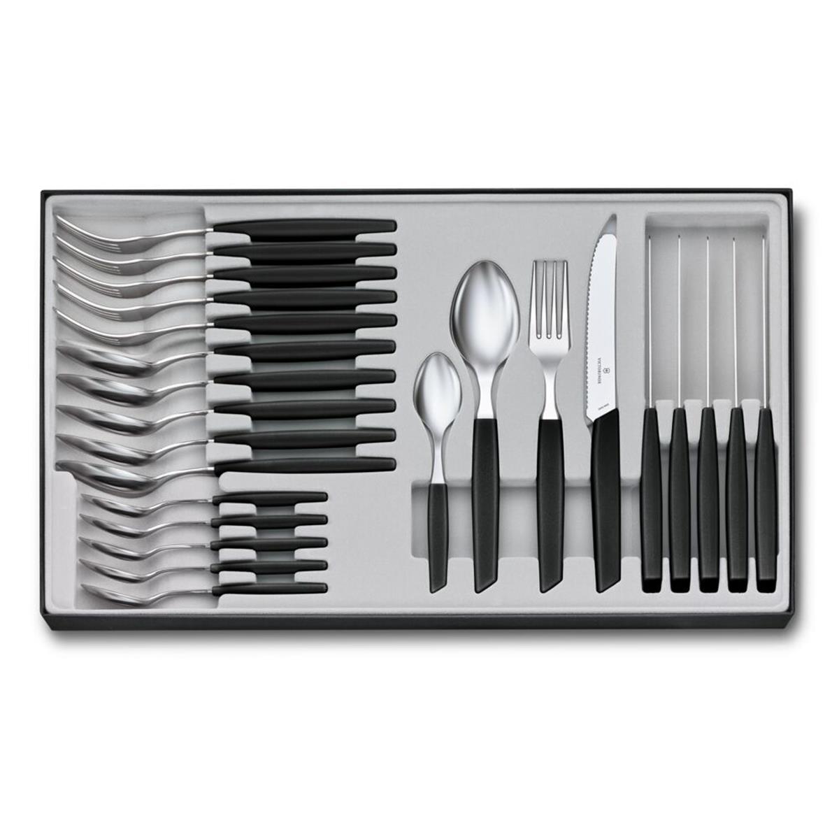 ​Victorinox 6.9093.11W.24 Swiss Modern Siyah Masa Seti, 24 Parça