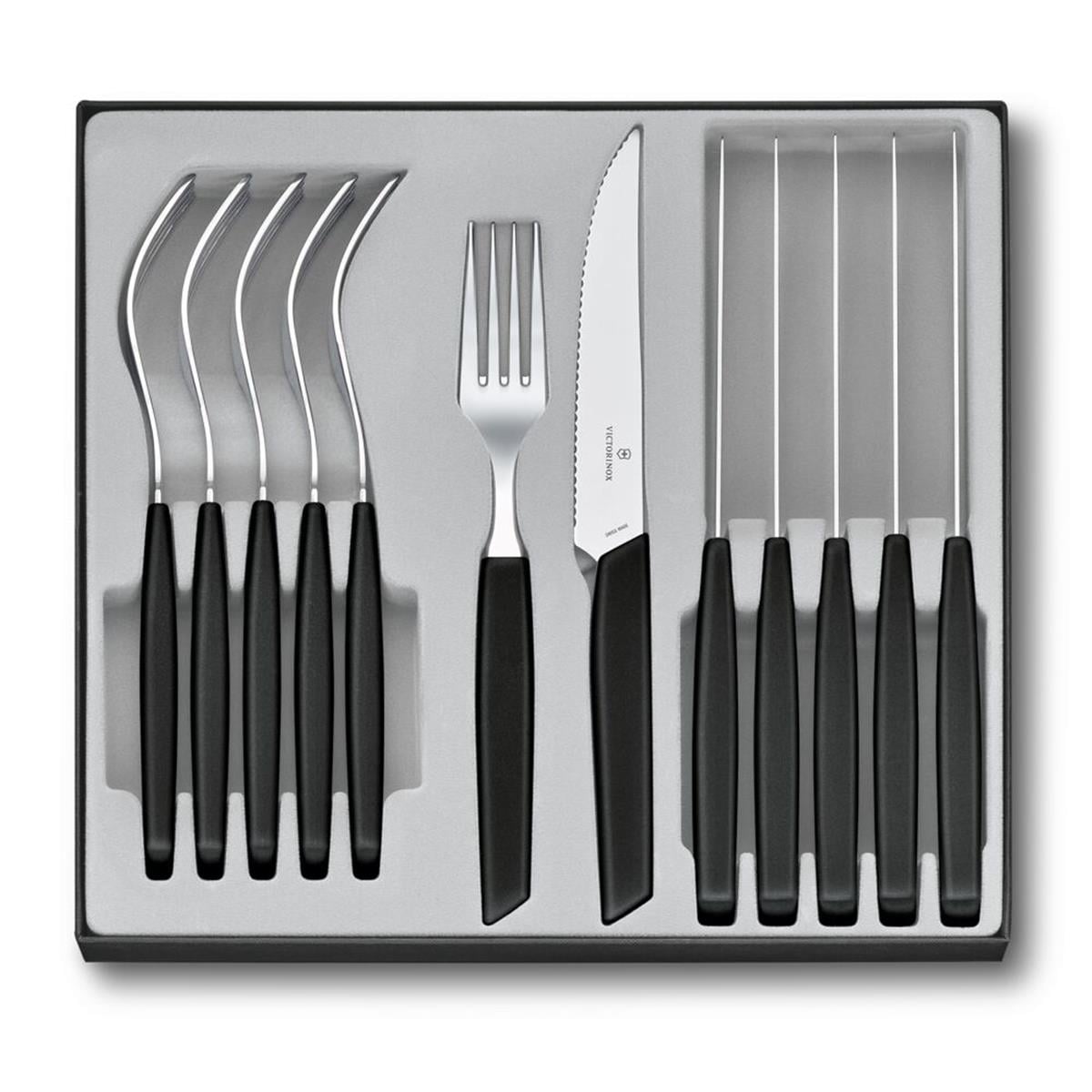 ​Victorinox 6.9093.12W.12 Swiss Modern Siyah Masa Seti, 12 Parça