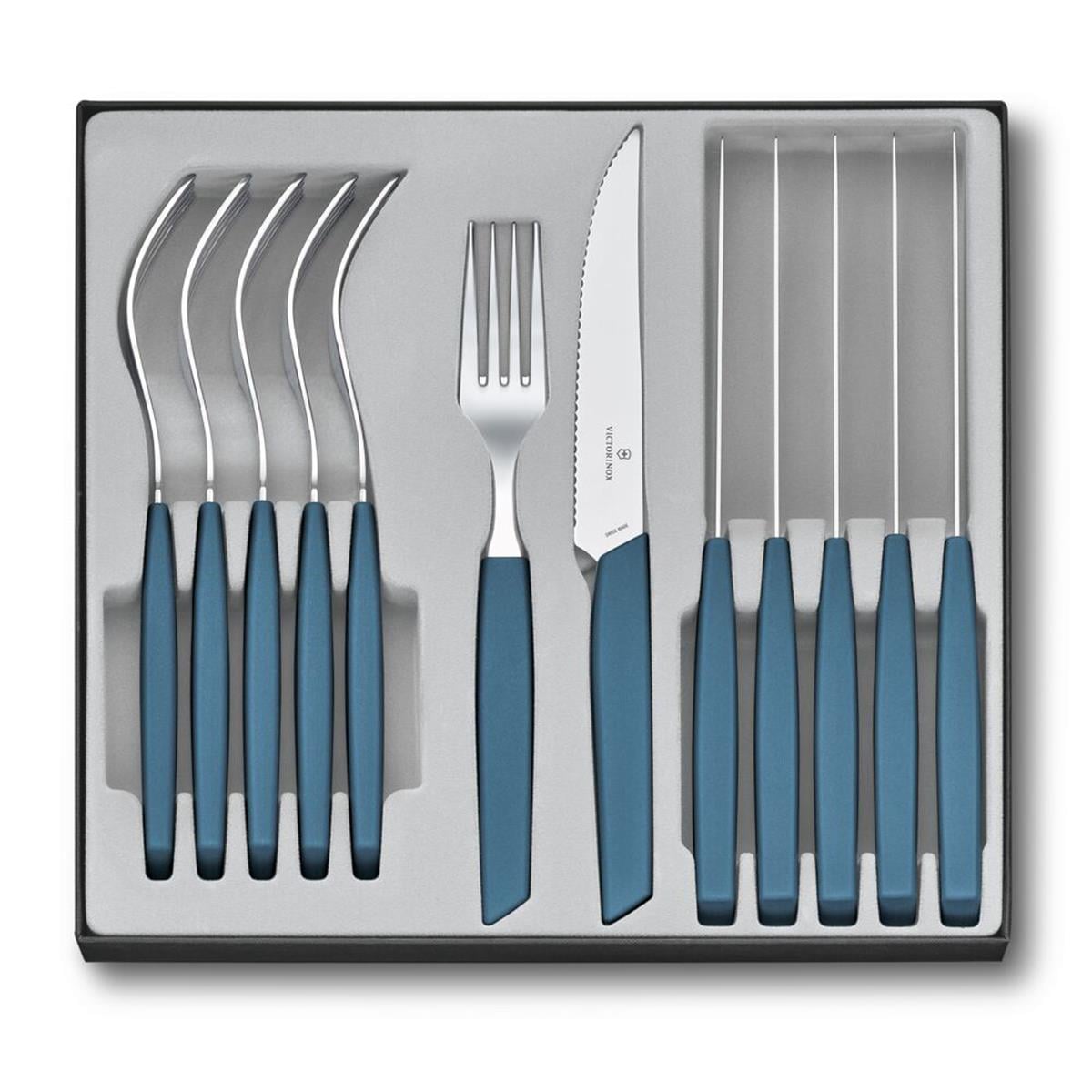 ​Victorinox 6.9096.12W2.12 Swiss Modern Mavi Masa Seti, 12 Parça