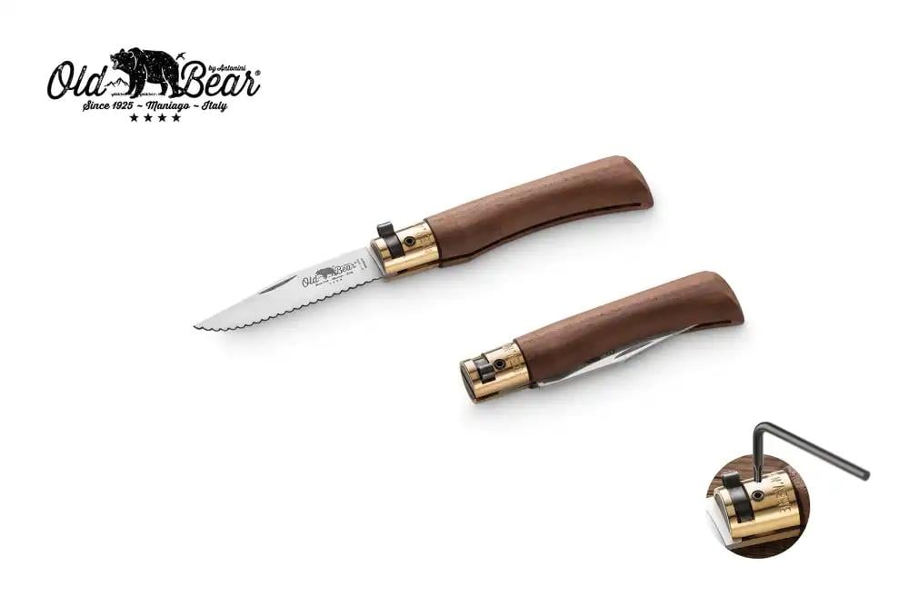 Antonini Old Bear 7cm Tırtıklı Ceviz Ağacı Saplı Çakı