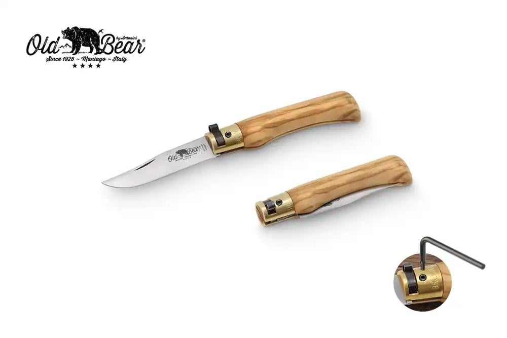 Antonini Old Bear 7cm Tırtıklı Zeytin Ağacı Saplı Çakı