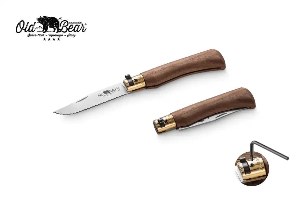 Antonini Old Bear 8cm Tırtıklı Ceviz Ağacı Saplı Çakı
