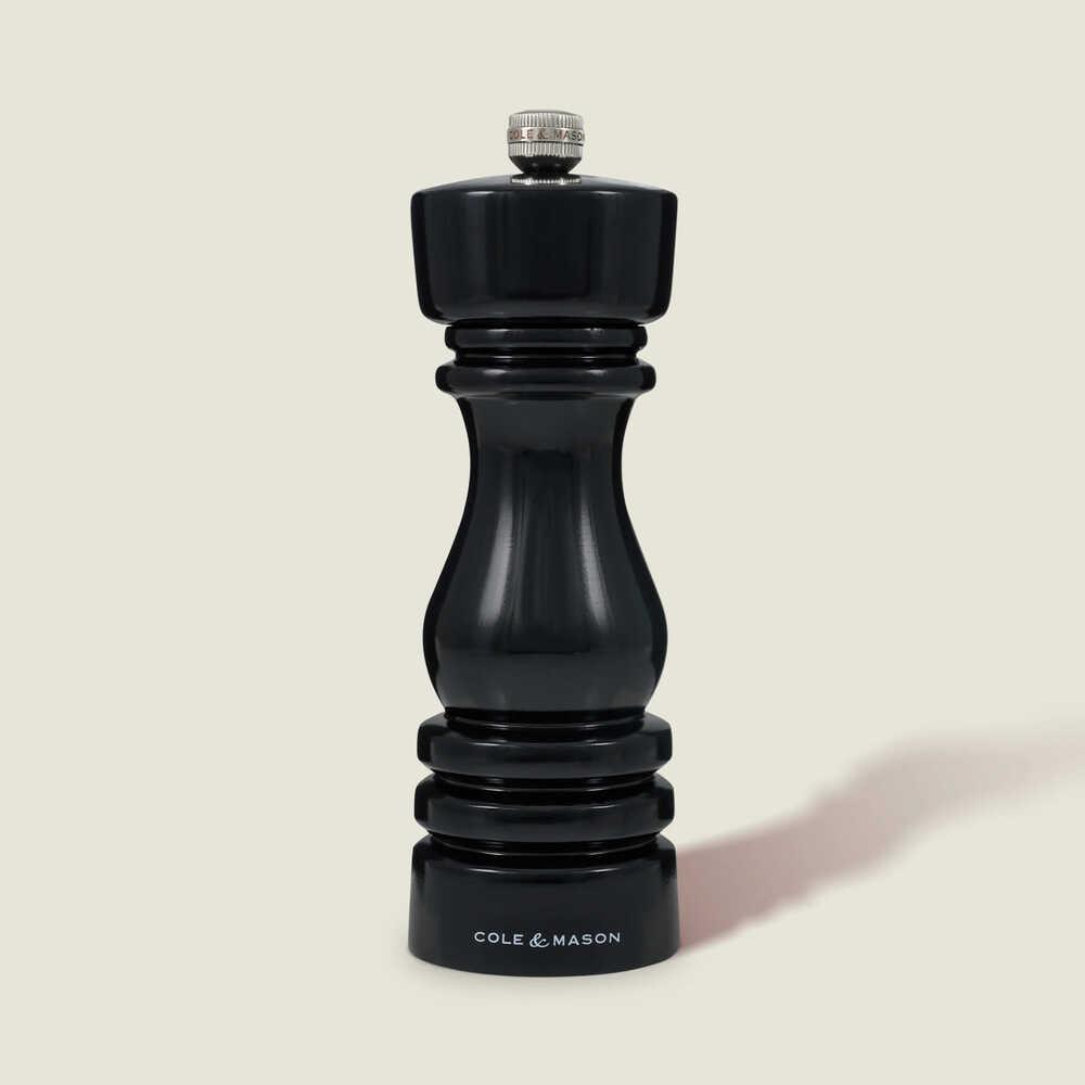 Cole & Mason London Parlak Siyah Tuz ve Biber Değirmenleri 180mm