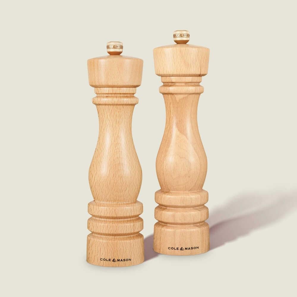 Cole & Mason Londra Doğal Kayın Tuz ve Karabiber Değirmenleri 220mm