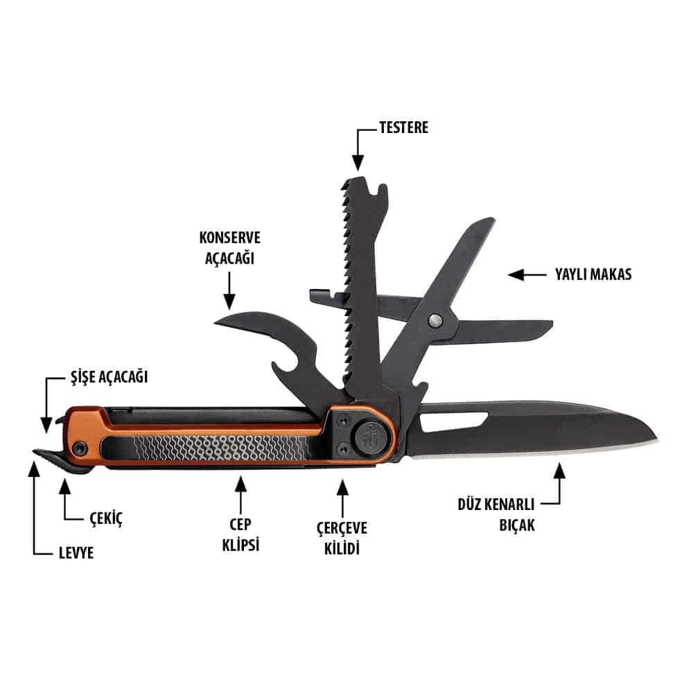 Gerber Gear Armbar Scout 7-in-1 Çok Amaçlı Çakı  - Turuncu