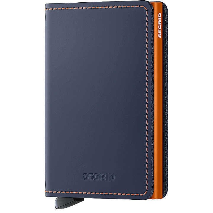 Secrid Slimwallet Matte Cüzdan, Gece Mavisi-Turuncu