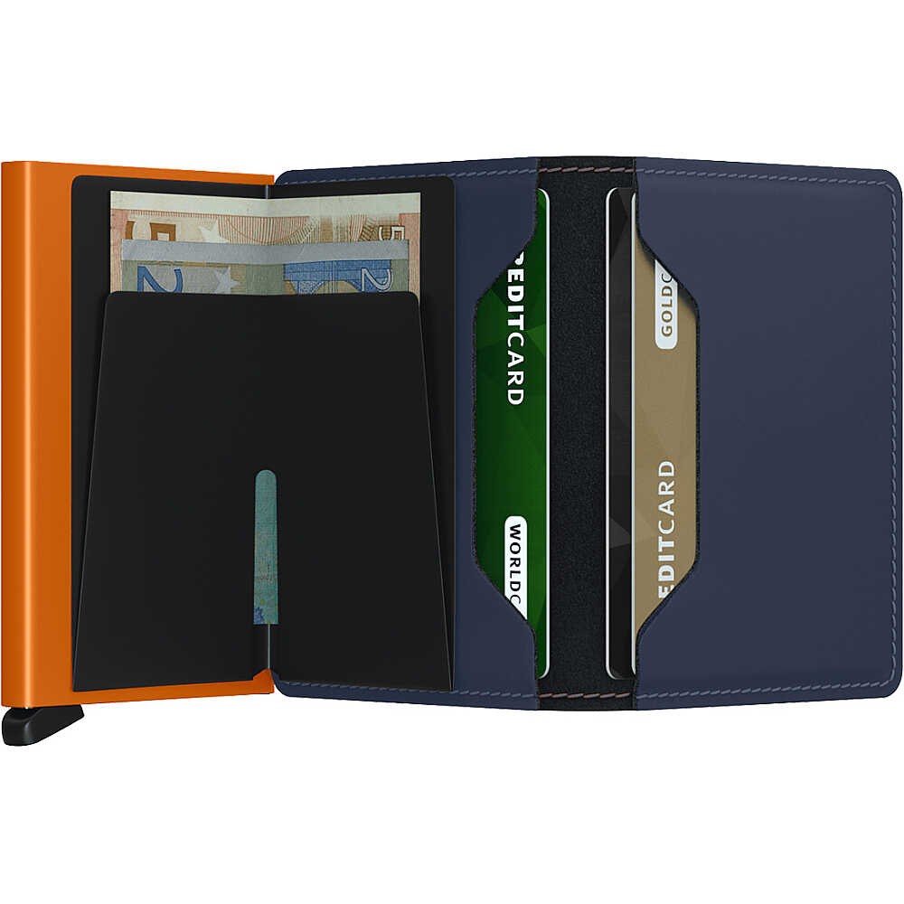 Secrid Slimwallet Matte Cüzdan, Gece Mavisi-Turuncu