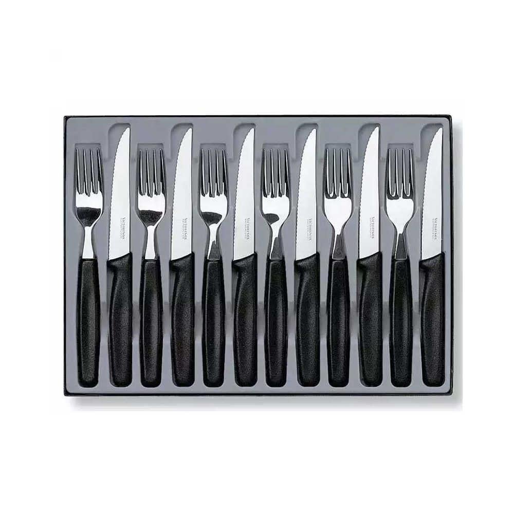 Victorinox 5.1233.12 Siyah Çatal & Bıçak Seti, 12 parça