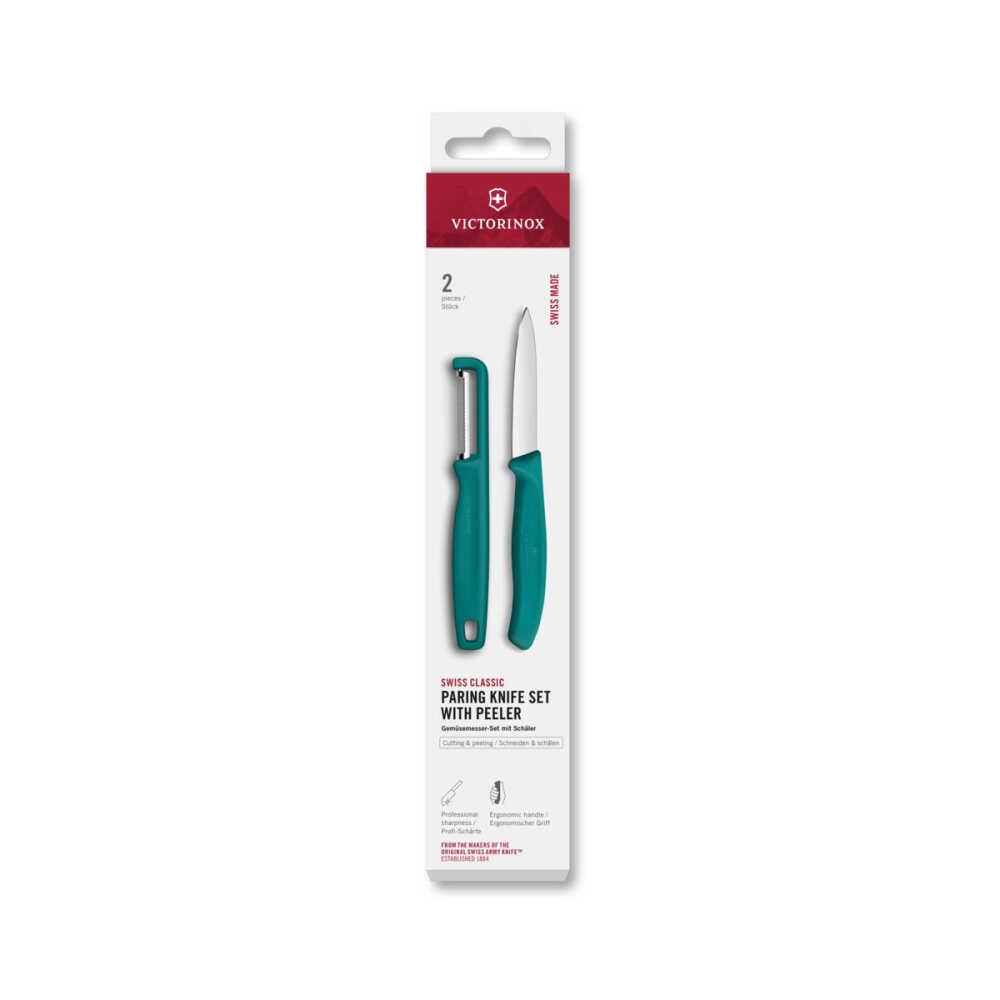Victorinox 6.7114.21C1 Swiss Classic 2li Bıçak ve Soyacak Set, Yeşil