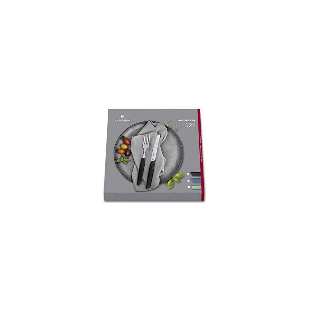 ​Victorinox 6.9093.11W.12 Swiss Modern Siyah Masa Seti, 12 Parça