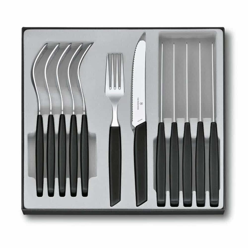 ​Victorinox 6.9093.11W.12 Swiss Modern Siyah Masa Seti, 12 Parça