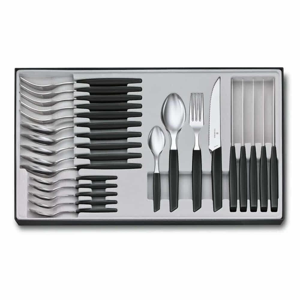 ​Victorinox 6.9093.12W.24 Swiss Modern Siyah Masa Seti, 24 Parça