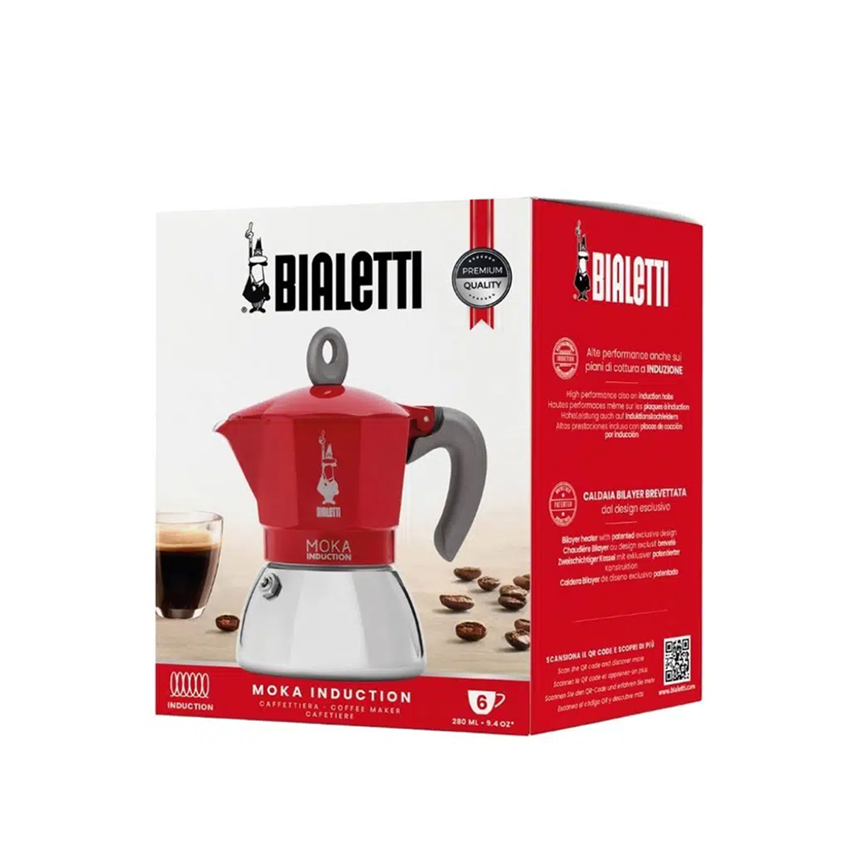 BIALETTI INDUKSIYON MOKAPOT KIRMIZI 6 CUP