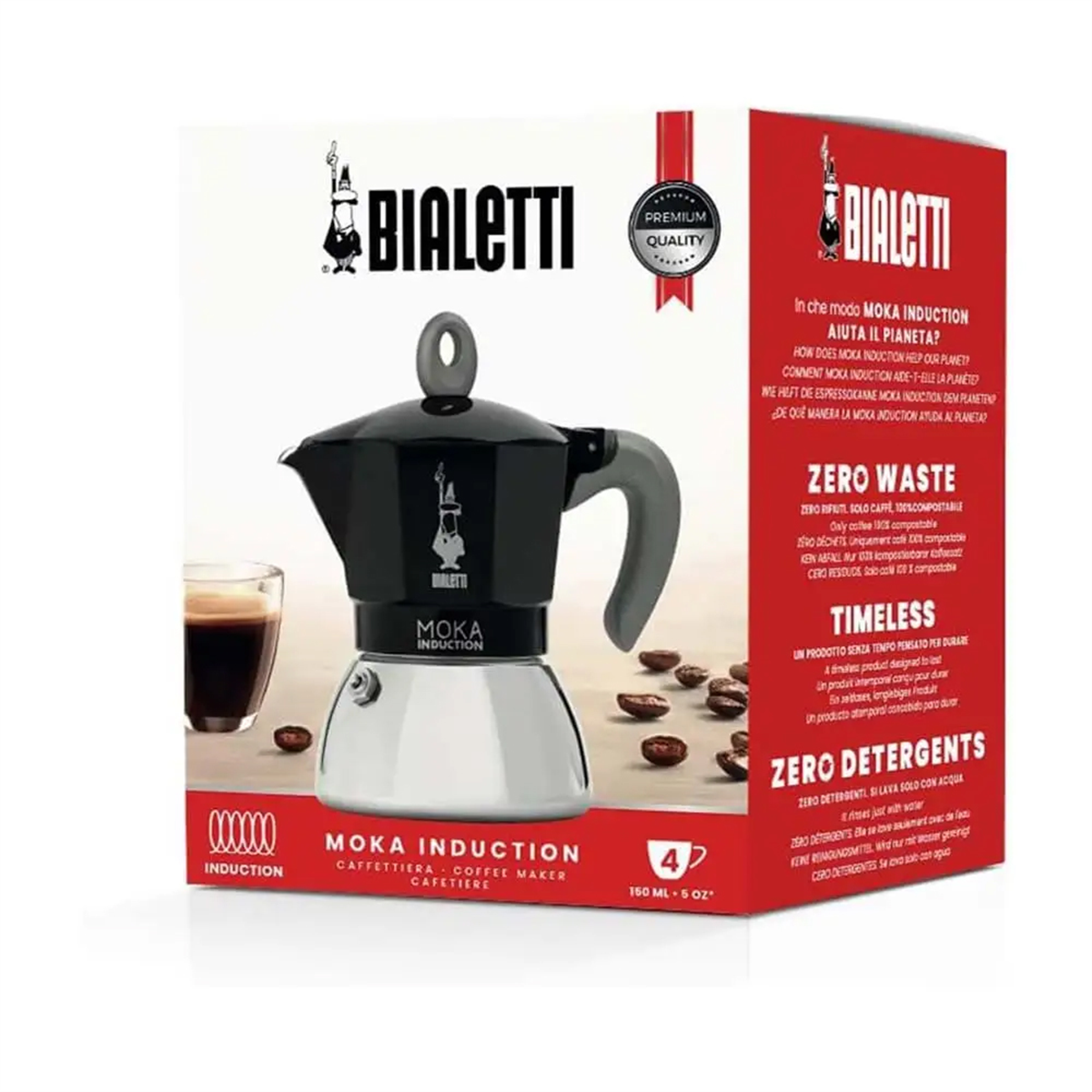 Bialetti İndüksiyon Mokapot Siyah 4 Cup