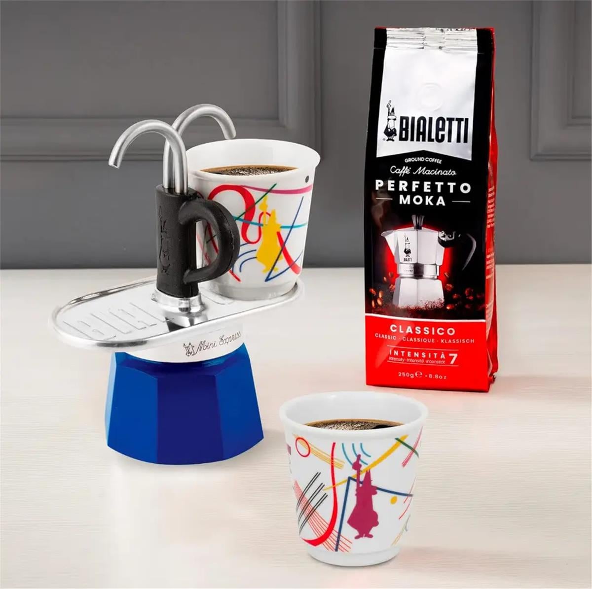 Bialetti Kandinsky Mini Express + 2 Espresso Fincan Seti