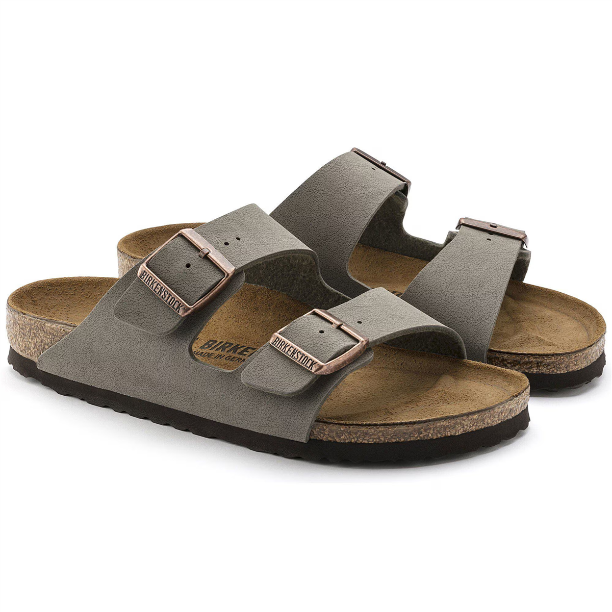 Birkenstock Arizona Birko-Flor Nubuk Unisex Terlik, Taş