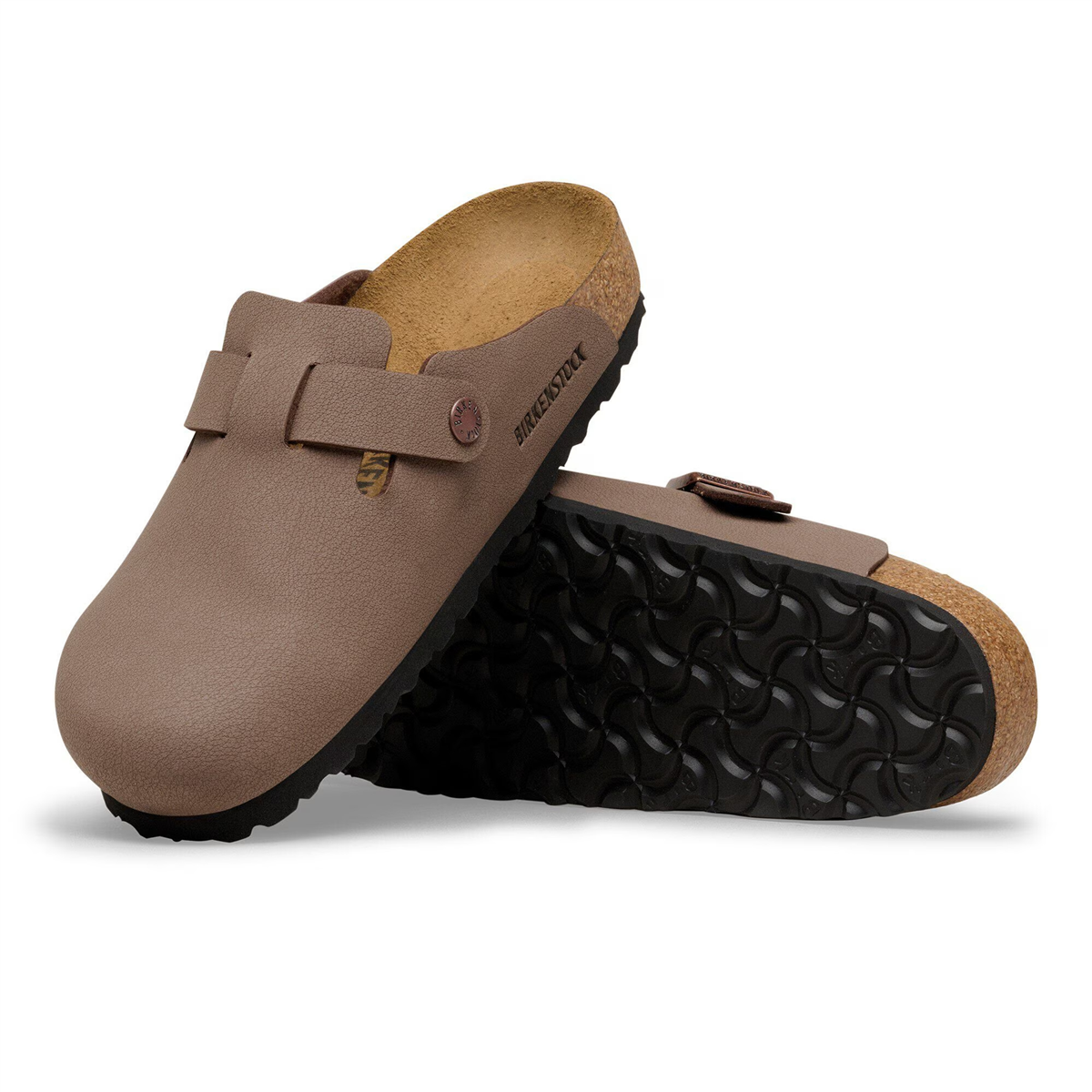 Birkenstock Boston Birko-Flor Nubuk Unisex Terlik, Açık Kahve