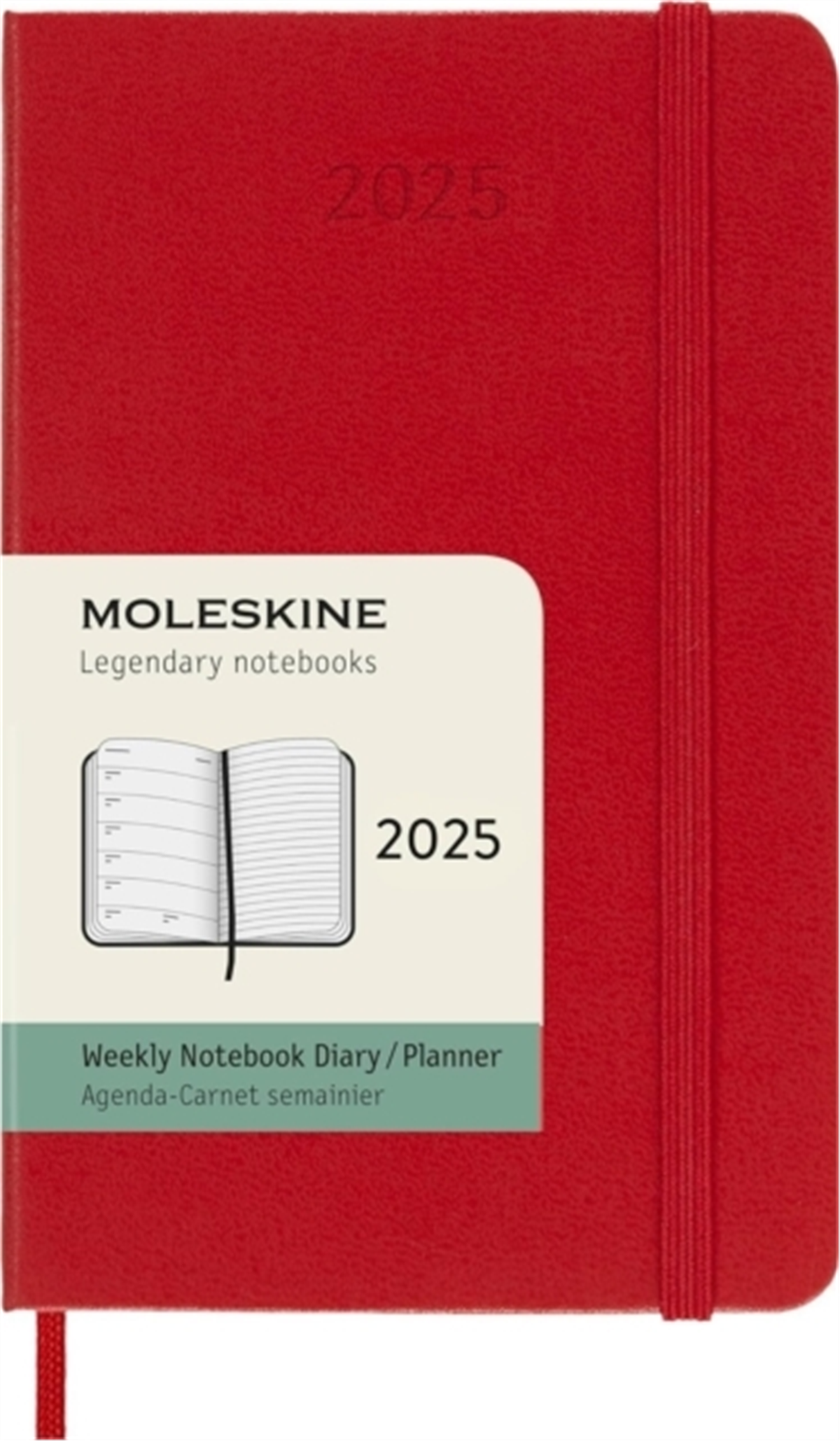 Moleskine Cep Boy 12 Ay Haftalık Sert Kapak Ajanda, Kırmızı