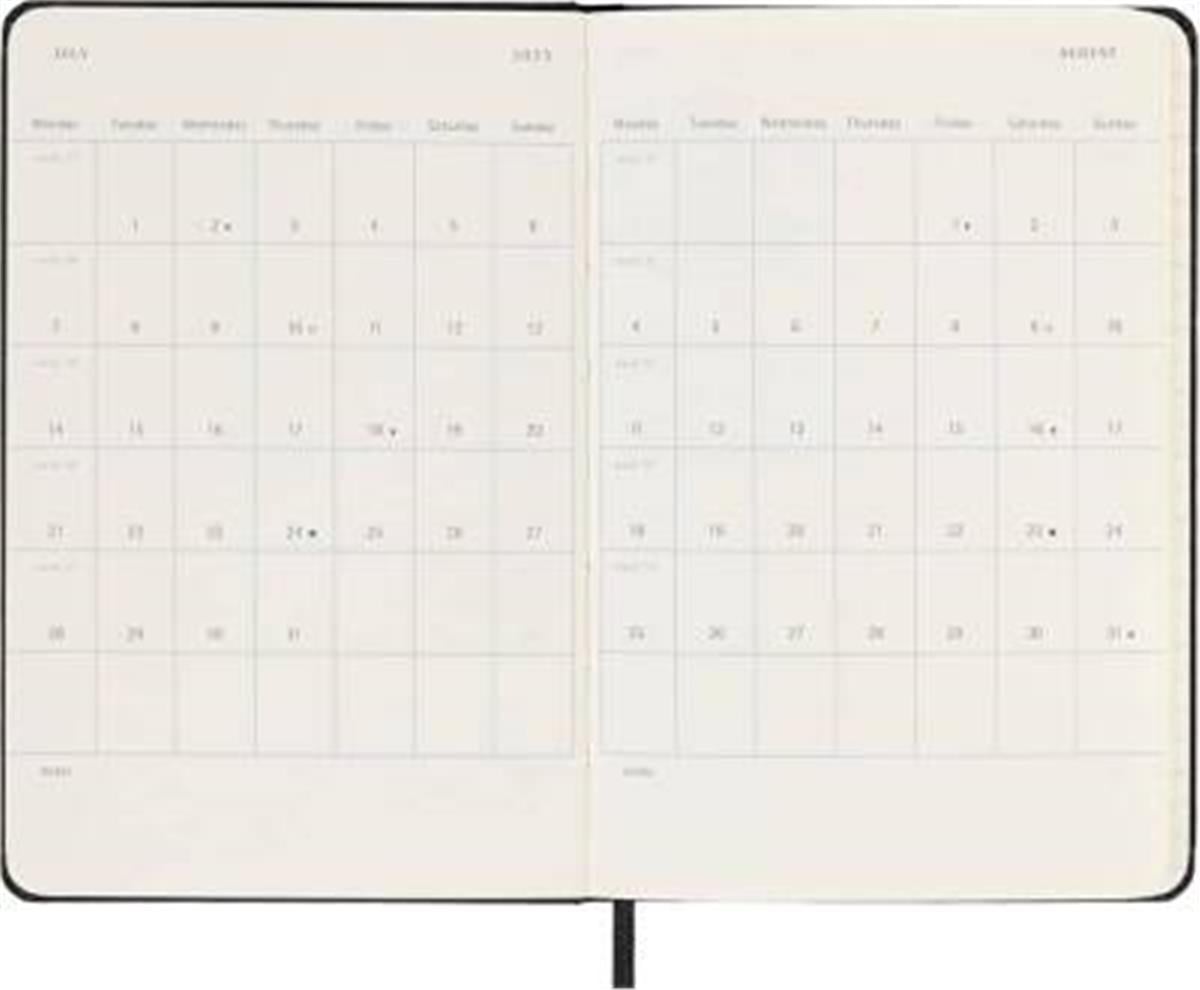 Moleskine Yatay Cep Boy 12 Ay Haftalık Sert Kapak Ajanda, Siyah