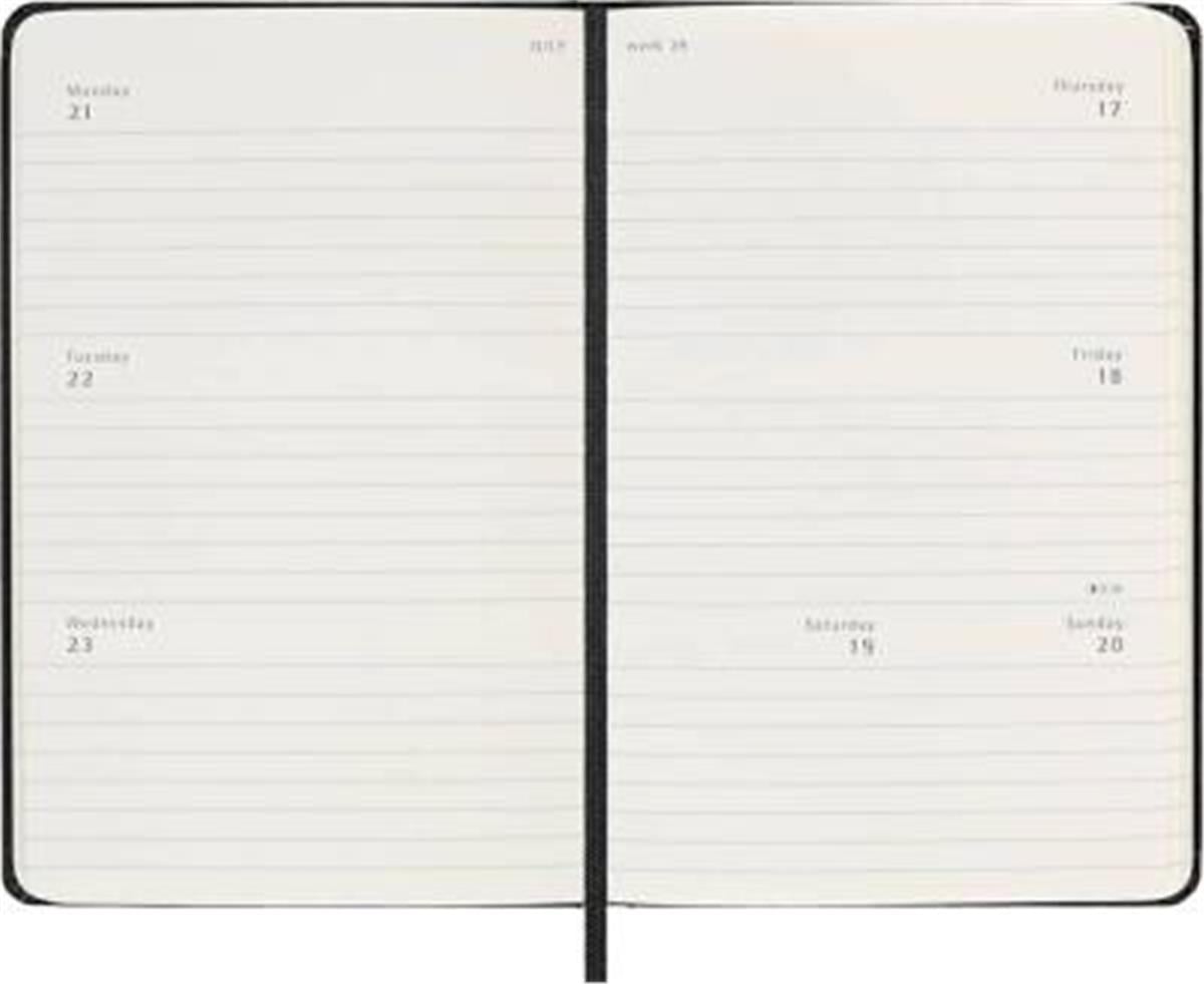 Moleskine Yatay Cep Boy 12 Ay Haftalık Sert Kapak Ajanda, Siyah
