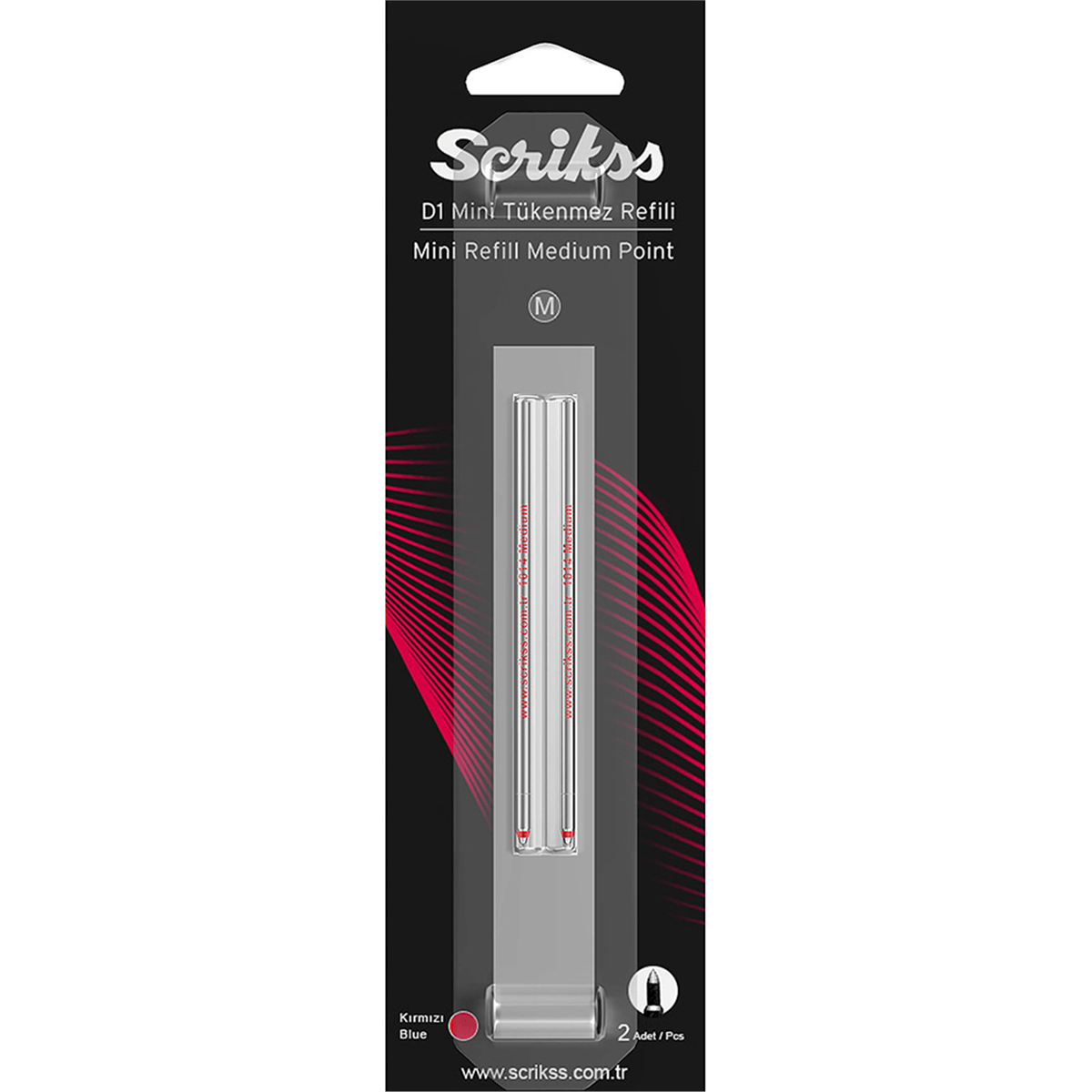 Scrikss D1 Mini MultiTükenmezkalem 2li Yedek Refil, Kırmızı