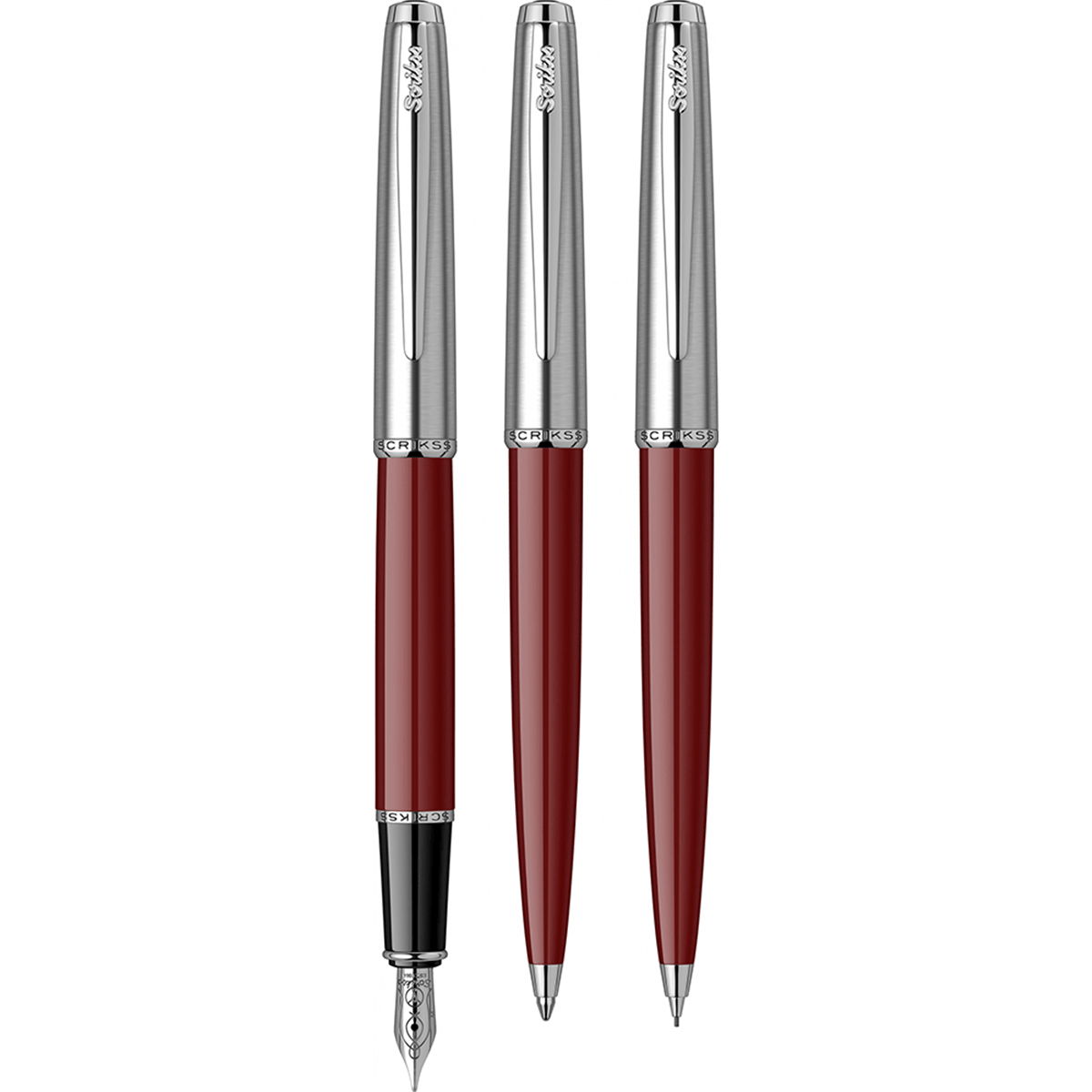 Scrikss Metropolis 78 Dolmakalem + Tükenmezkalem ve Mekanik Kurşunkalem Seti, Bordo