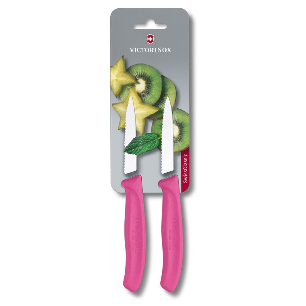Victorinox 6.7636.L115B 8cm Pembe 2li Tırtıklı Soyma Bıçağı, Blisterli Paket