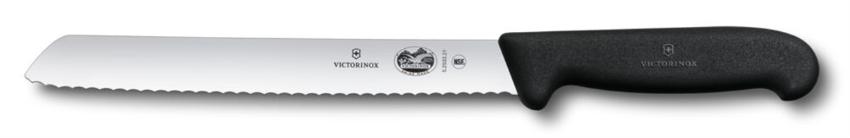 Victorinox Fibrox 21cm Tırtıklı Ekmek Bıçağı, Siyah, Blisterli