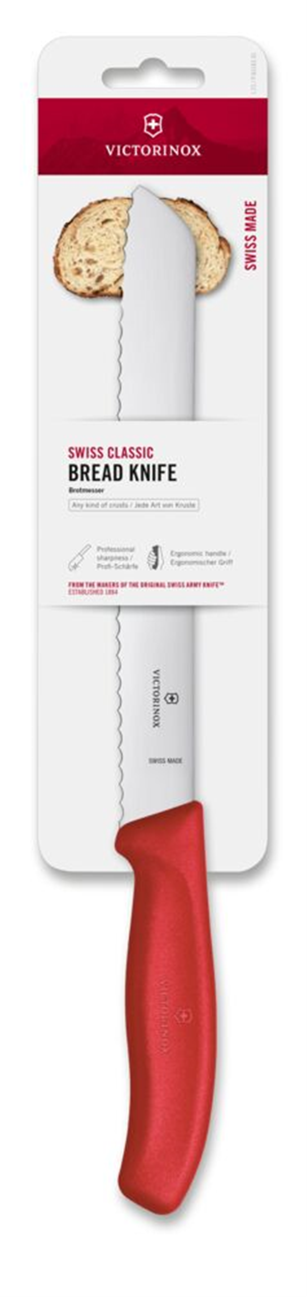 Victorinox Swiss Classic 21cm Tırtıklı Ekmek Bıçağı, Kırmızı, Blisterli