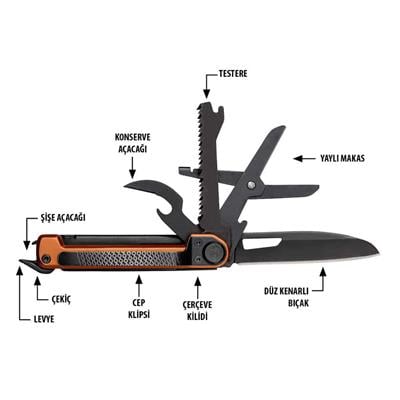 Gerber Gear Armbar Scout 7-in-1 Çok Amaçlı Çakı  - Turuncu