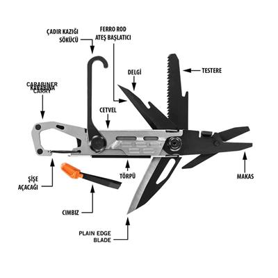 Gerber Gear Stake Out 11-in- 1  Çok Amaçlı Çakı - Gümüş