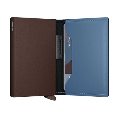 Secrid Bandwallet Matte powder Kartlık Cüzdan, Mavi-Kahve
