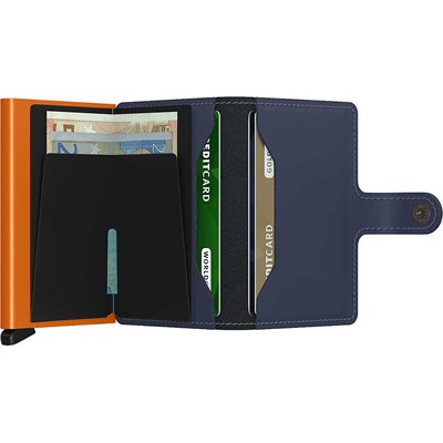 Secrid Miniwallet Matte Cüzdan, Gece Mavisi-Turuncu