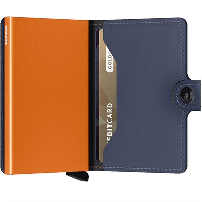 Secrid Miniwallet Matte Cüzdan, Gece Mavisi-Turuncu