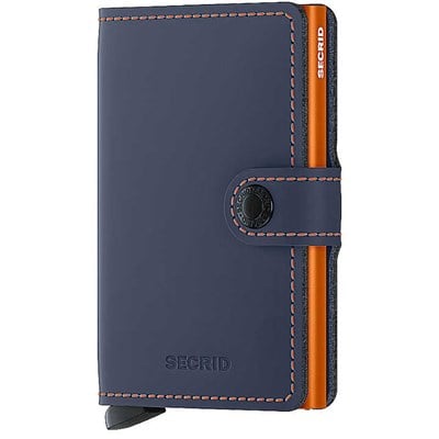 Secrid Miniwallet Matte Cüzdan, Gece Mavisi-Turuncu